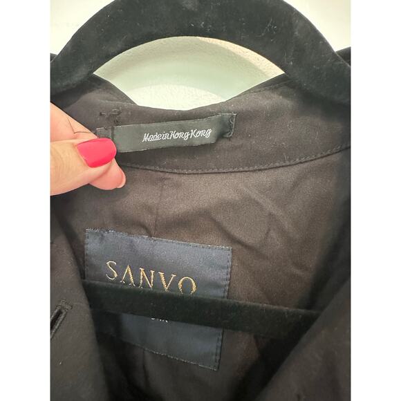 Sanyo NY Womens sz S Oversized Black Button Down Trench Coat City Chic Hong Kong - Picture 4 of 14